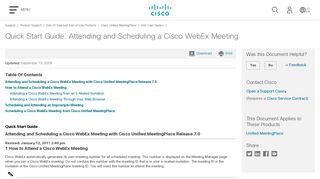 Quick Start Guide: Attending and Scheduling a Cisco WebEx Meeting ...