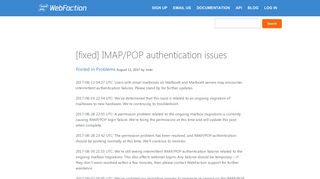 [fixed] IMAP/POP authentication issues » WebFaction Status Blog
