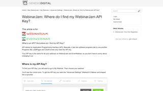 WebinarJam: Where do I find my WebinarJam API Key? - Support