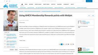 Using AMEX Membership Rewards points with Webjet - General credit ...