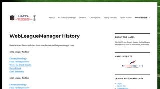 WebLeagueManager History – HAFFL