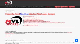Frequently Asked Questions about our Web League Manager