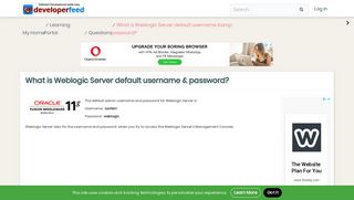 What is Weblogic Server default username ... - DeveloperFeed