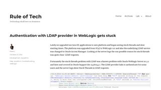 Authentication with LDAP provider in WebLogic gets stuck - Rule of Tech