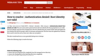 How to resolve : Authentication denied: Boot ... - WEBLOGIC TIPS