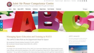 Managing Space Education and Training in NATO – The JAPCC's ...