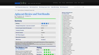 Aplus.net Review, Test Results & Coupon Code - NCMOnline