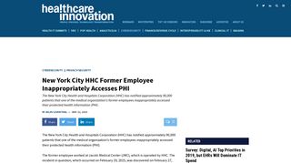 New York City HHC Former Employee Inappropriately Accesses PHI ...