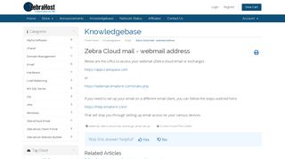 Zebra Cloud mail - webmail address - Knowledgebase - ZebraHost ...