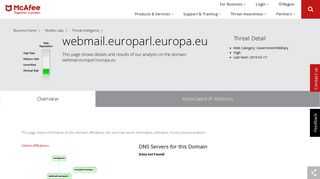 webmail.europarl.europa.eu - Domain - McAfee Labs Threat Center
