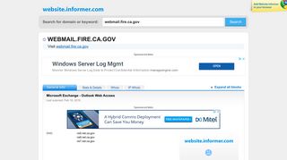 webmail.fire.ca.gov at WI. Microsoft Exchange - Outlook Web Access