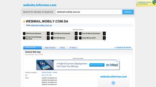 webmail.mobily.com.sa at WI. Outlook Web App - Website Informer