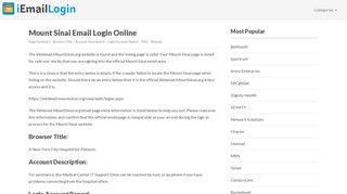 Mount Sinai Email Login Page URL 2019 | iEmailLogin