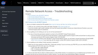 Remote Network Access - Troubleshooting | NASA