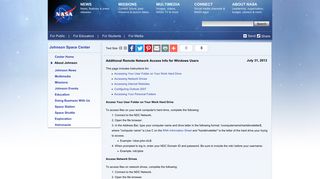 Additional Remote Network Access Info for Windows Users | NASA