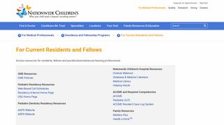 For Current Residents and Fellows - Nationwide Children's Hospital