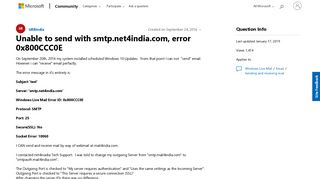 Unable to send with smtp.net4india.com, error 0x800CCC0E ...