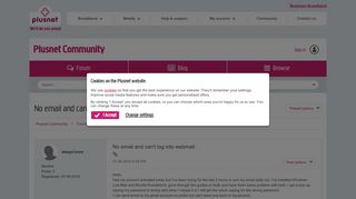 No email and can't log into webmail. - Plusnet Community