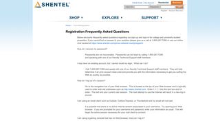 Shentel - Registration Frequently Asked Questions