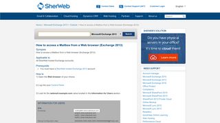How to access a Mailbox from a Web browser (Exchange ... - SherWeb
