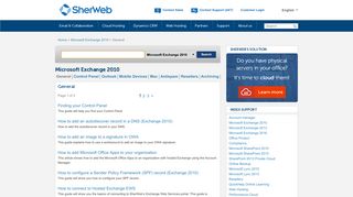 Microsoft Exchange 2010 | SherWeb