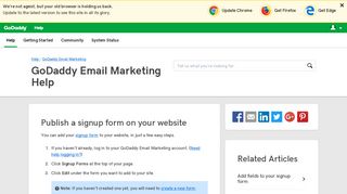 Publish a signup form on your website | GoDaddy Email Marketing ...