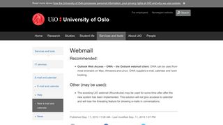 Webmail - University of Oslo - UiO