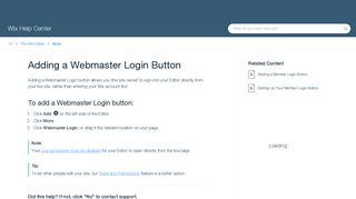 Adding a Webmaster Login Button | Help Center | Wix.com