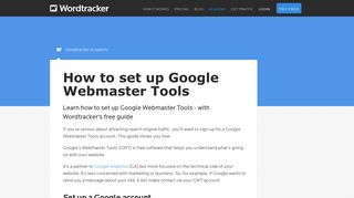 How to set up Google Webmaster Tools - Wordtracker