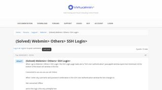 (Solved) Webmin> Others> SSH Login> | Virtualmin