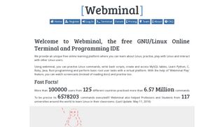 Webminal - Learn and Practise Linux online, Programming online