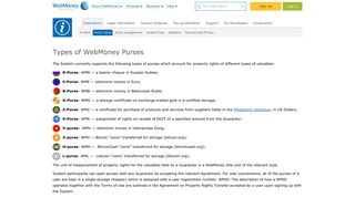 wmtransfer.com / Description / Purse Types - WebMoney