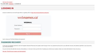 Logging In - Webnames.ca