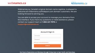411domains | Login Page - Webnames.ca