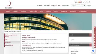 Student Login - Zayed University