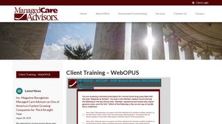 Client Training - WebOPUS - Managed Care Advisors