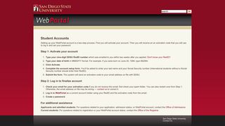 SDSU | WebPortal - San Diego State University | Enrollment Services