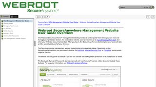 Webroot SecureAnywhere Management Website User Guide Overview