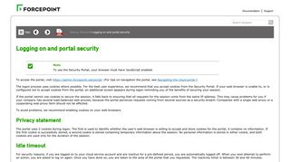 Logging on and portal security - Forcepoint