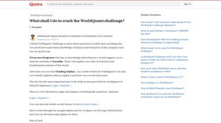 What shall I do to crack the WorldQuant challenge? - Quora