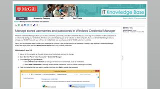 Manage stored usernames and passwords in Windows Credential ...