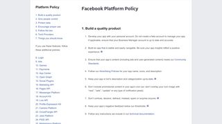 Platform Policy - Facebook for Developers