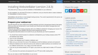 WebsiteBaker Help (by Dev4me.com) - Installing WebsiteBaker