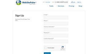 WebSitePulse Sign Up