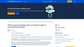 SSO to parent website works, prompts for login to ...