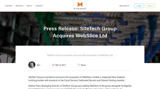 SiteTech Group Acquires WebSlice - SiteHost