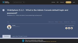 WebSphere 5.1.2 - What is the Admin Console default login and ...