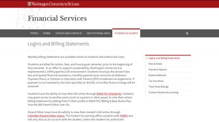 Logins and Billing Statements - Financial Services Washington ...