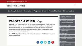 WebSTAC & WUSTL Key - First Year Center