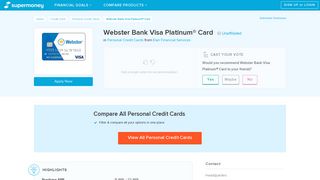 Webster Bank Visa Platinum® Card Reviews - Personal Credit Cards ...